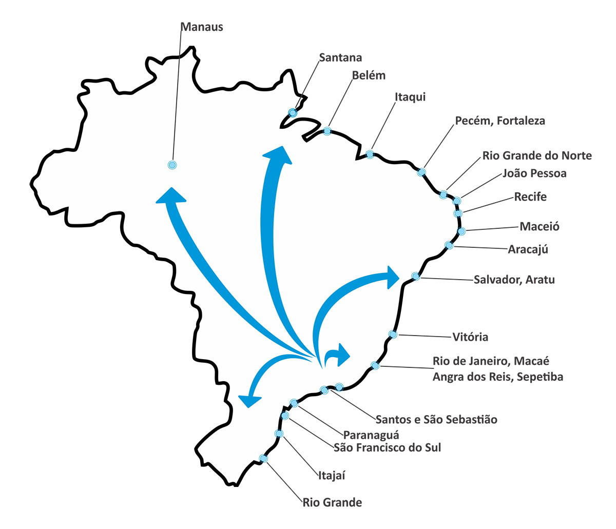 mapa portos brasil